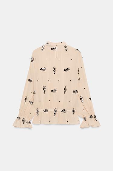 BLOUSE SEMI-TRANSPARENTE À PAILLETTES - Multicolore de Zara - Image 6