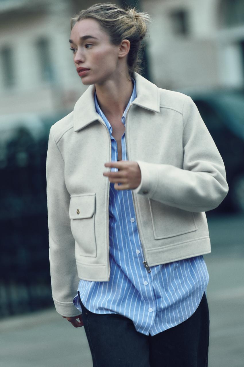 ソフトジップアップジャケット - エクリュ | ZARA Japan / 日本