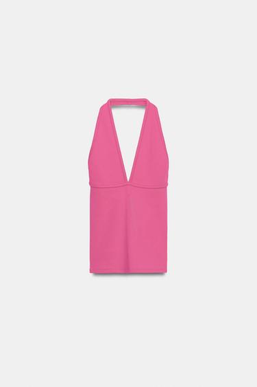 홀터넥 탑 - Zara 레드베리