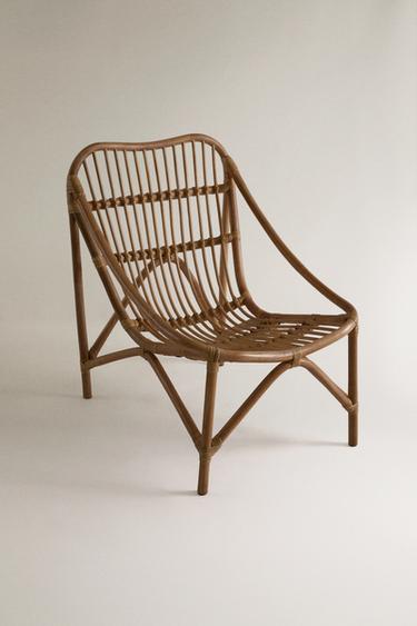 RATTAN ACCENT CHAIR WITH RODS - Light beige by Zara