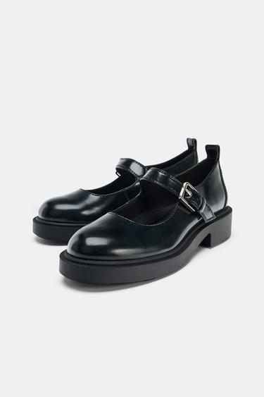 Zara PLATFORM BUCKLE MARY JANE - Black