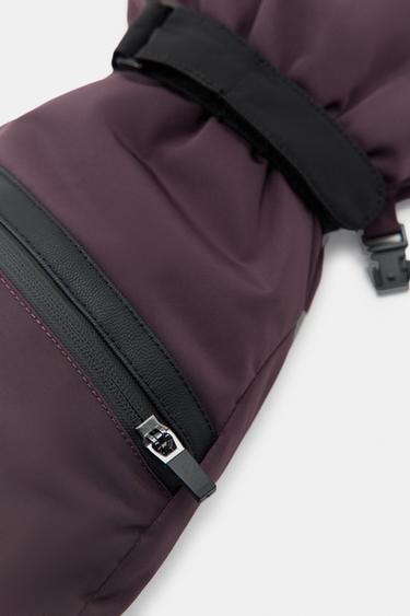 WATERPROOF POLARTEC® SKI COLLECTION MITTENS - Burgundy by Zara - Image 4