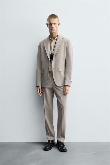 TEXTURED SUIT BLAZER - Greyish by Zara - Image 0