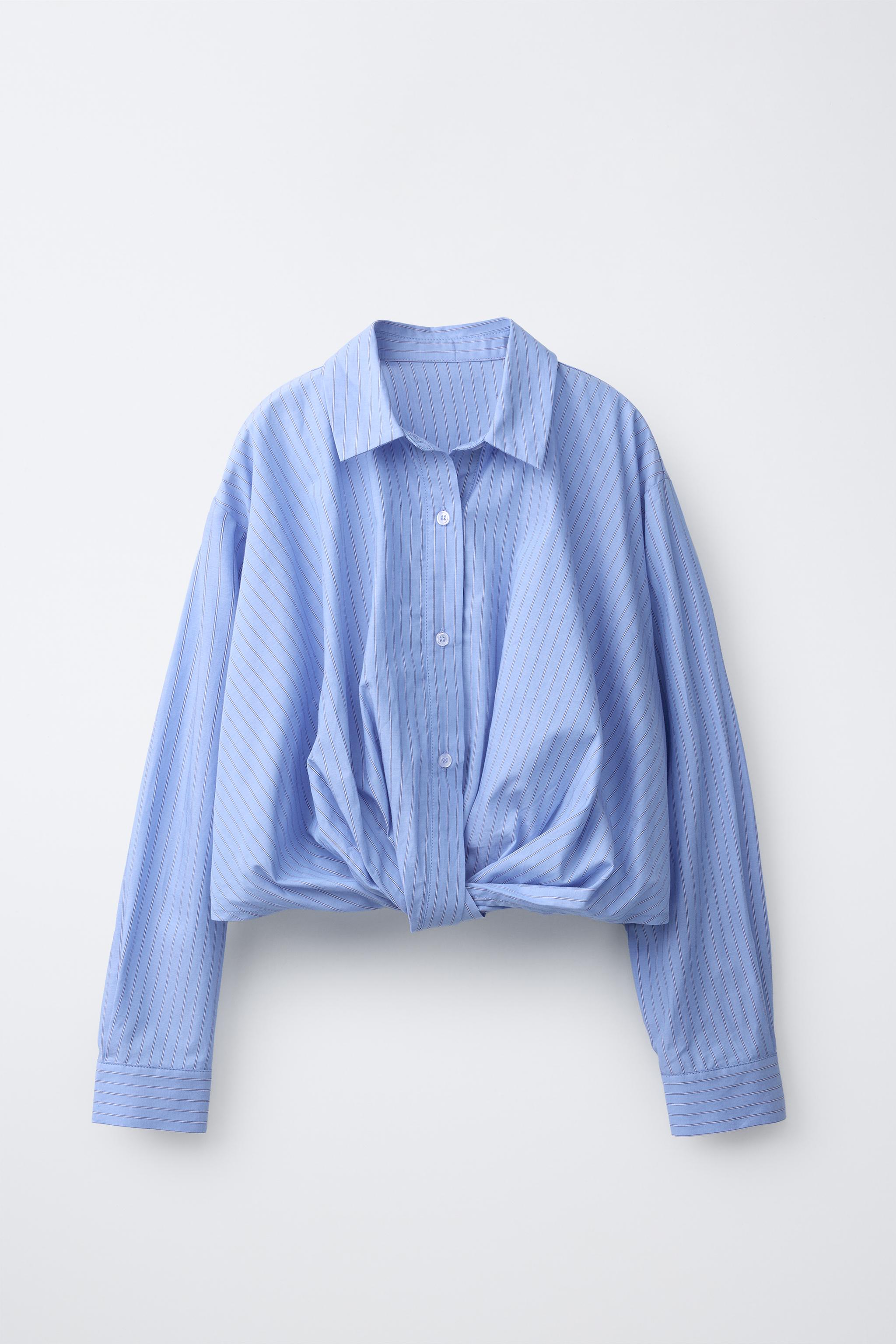 CROPPED STRIPED SHIRT - Blue | ZARA Australia