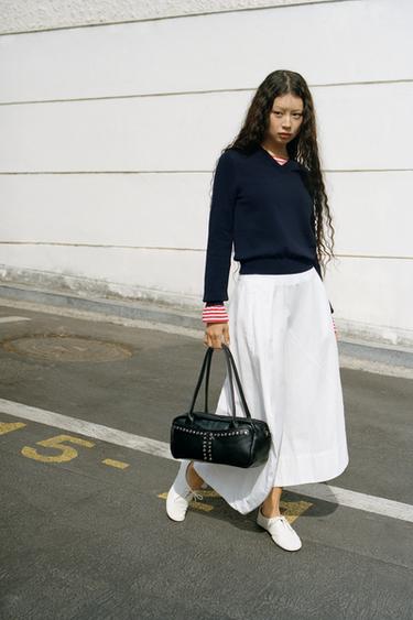 STRIPED COMBINED KNIT JUMPER - Navy blue by Zara