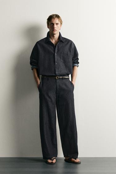 RELAXED FIT DENIMSKJORTE - indigo fra Zara