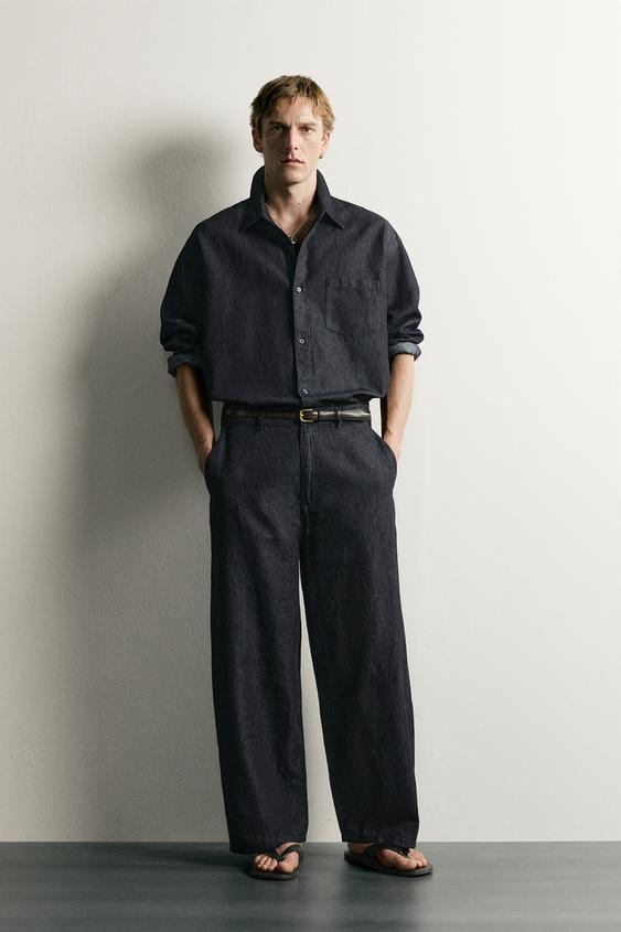 CAMISA DENIM LIGERO RELAXED FIT - Índigo de Zara - Imagen 0