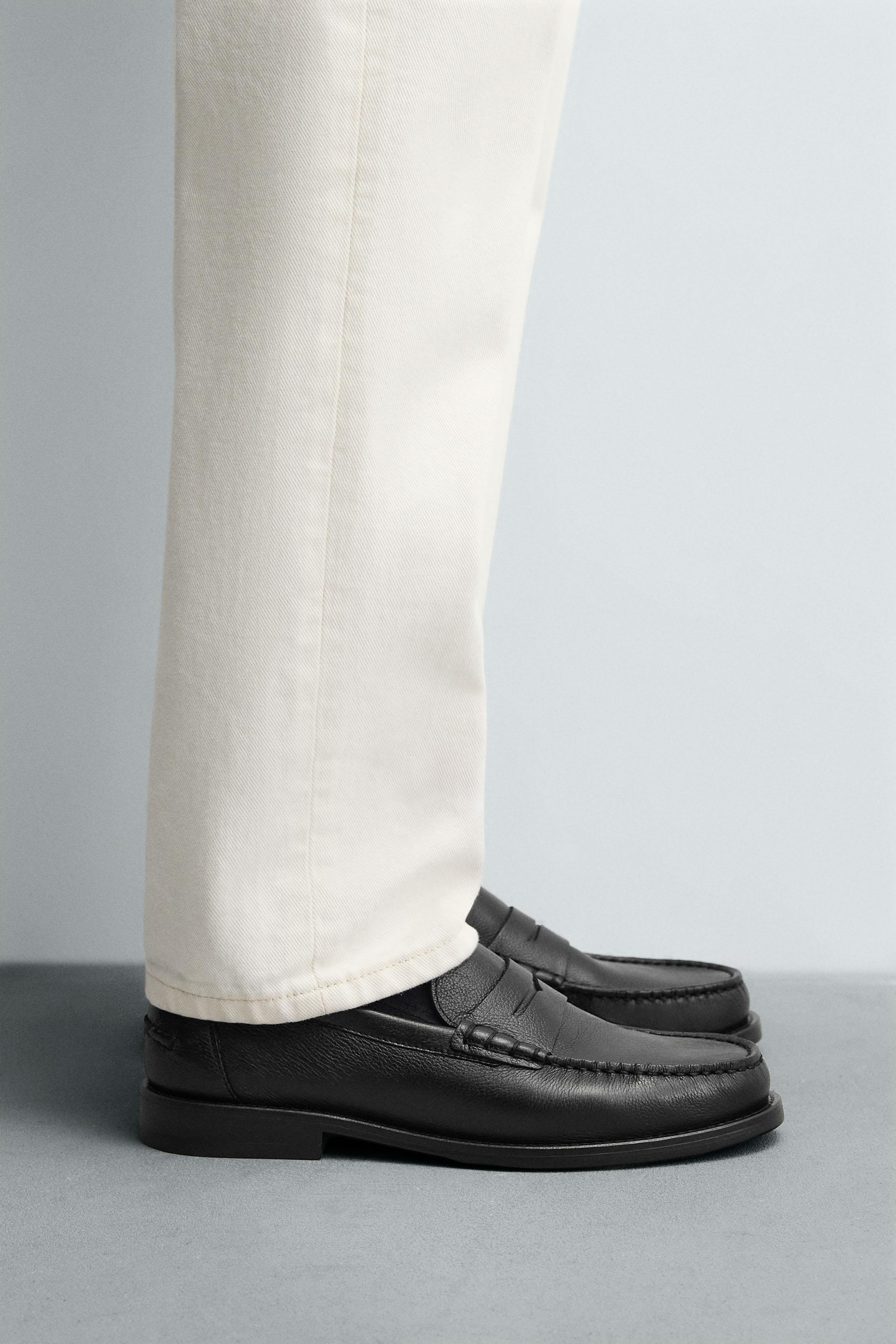 ZARA limited edition レザーローファー 40 ブラック LIMITED EDITION LEATHER LOAFERS - Dark tan | ZARA United States