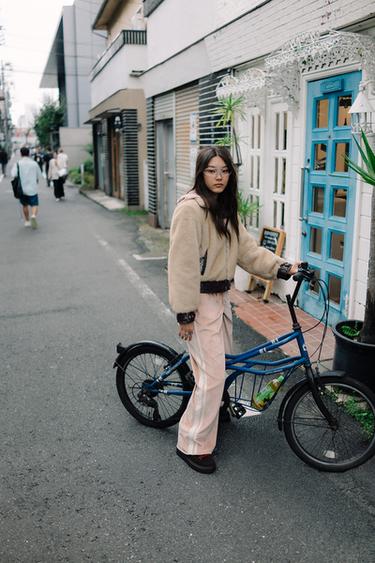 COMBINED FAUX FUR JACKET — Ecru / Brown 2