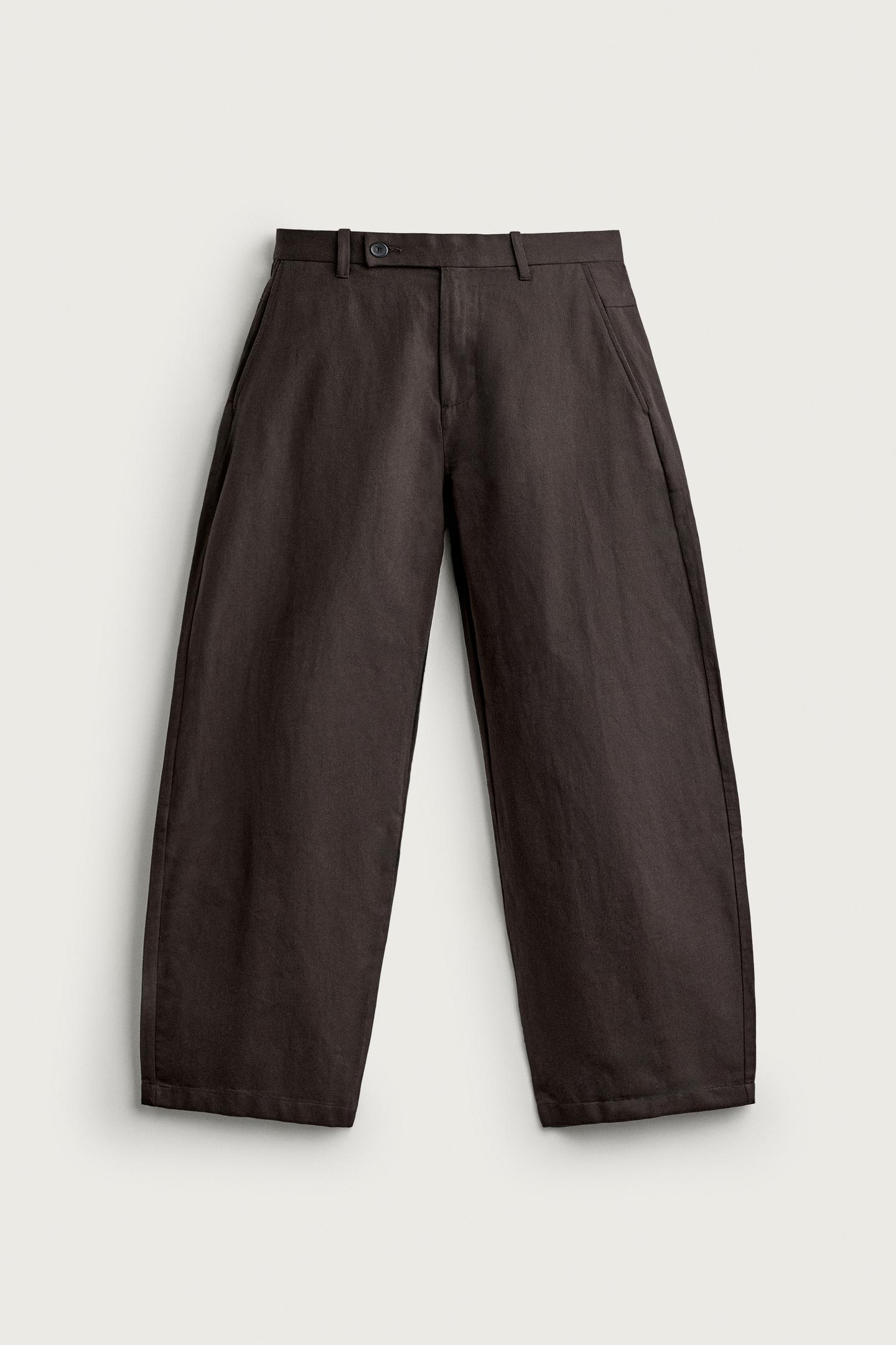 Мужские брюки Zara Barrel-Fit, цвет: Шоколадный коричневый — фото 7