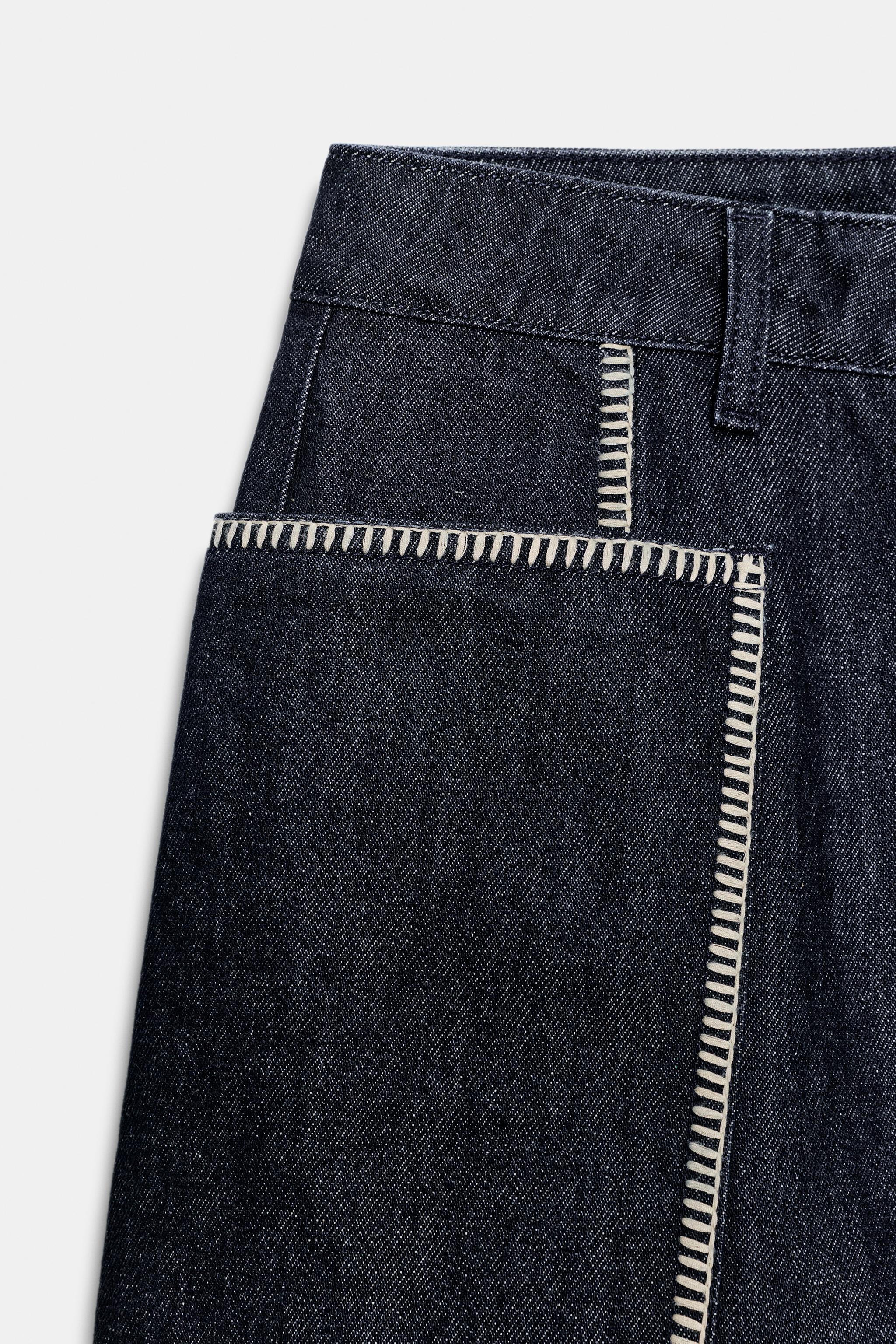 Zara Z1975 İşlemeli Şort görsel 8