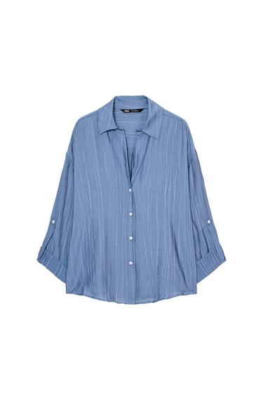 Zara TAB SLEEVE SHIRT - Bluish