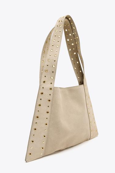 SAC PORTÉ ÉPAULE À CLOUS EN CROÛTE DE CUIR - SABLE/MARRON de Zara - Image 3