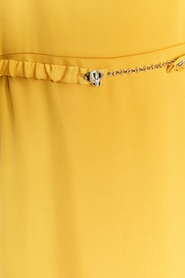 BELTED SATIN MIDI DRESS - Mustard by Zara - Image 7
