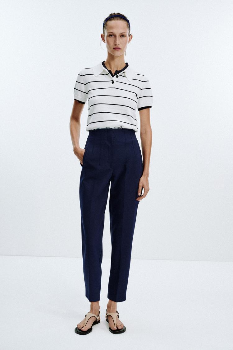 PANTALON TAILLE HAUTE Bleu marine ZARA France