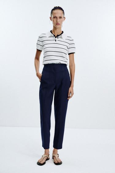 HIGH-WAIST TROUSERS - Navy blue by Zara