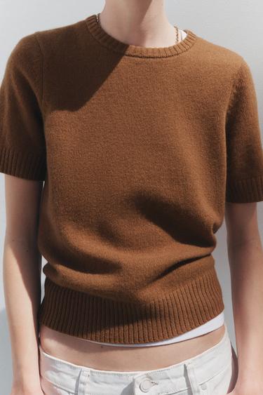 100% WOOL PLAIN TOP - camel by Zara - Image 1