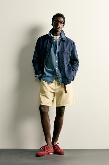 Zara REGULAR FIT PLEATED SHORTS - Light yellow - Image 0