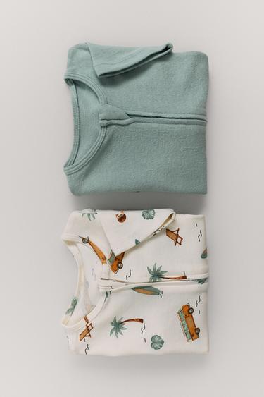 PACK DOS PIJAMAS ENTEROS ESTAMPADO - Crudo de Zara