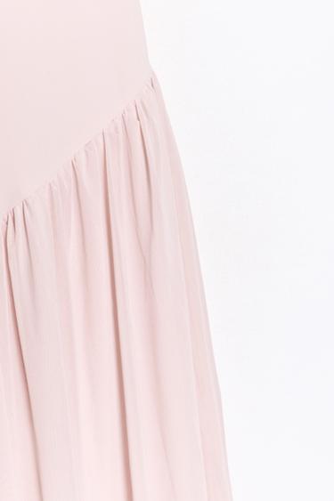 ROBE LONGUE BIMATIÈRE AVEC TULLE - Rose pâle de Zara - Image 5