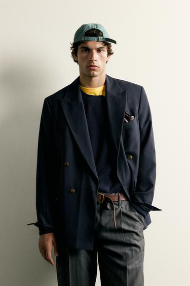 BLAZER CRUZADA BOTÓN DORADO - Marino de Zara