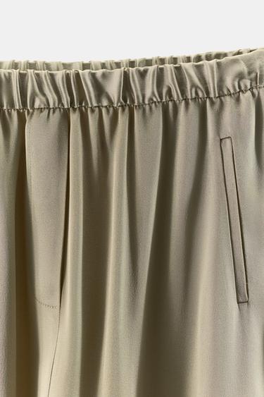 SATIN BAGGY TROUSERS - camel by Zara - Image 7
