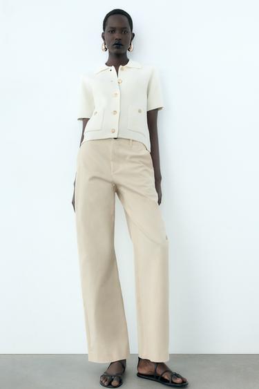 ОДНОТОННЫЙ КАРДИГАН С КОРОТКИМИ РУКАВАМИ — БЕЛЫЙ от Zara — изображение 0