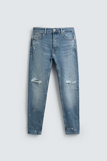 Zara TRAPERICE SKINNY KROJA S PODEROTINAMA – svijetloplava