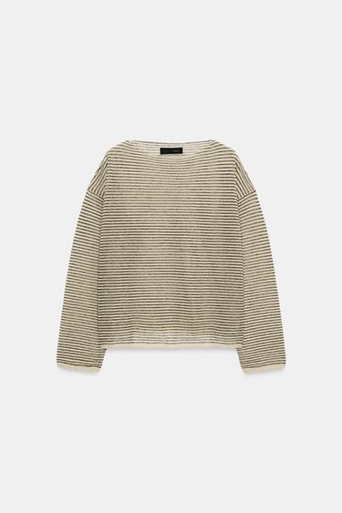 PULL EN MAILLE FINE À RAYURES - Rayures de Zara - Image 7