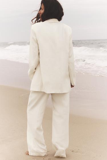 WRINKLED-EFFECT STRAIGHT-LEG TROUSERS - Ecru by Zara - Image 2