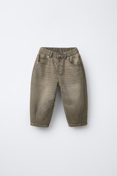 WASHED-EFFECT BALLOON JEANS - Grey / Tan by Zara