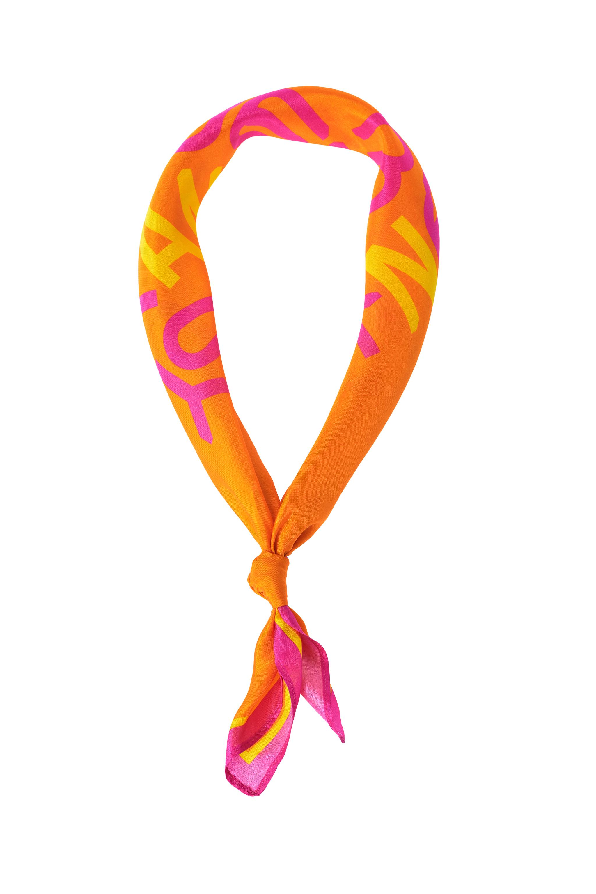 LOVE PRINT 100% SILK BANDANA — Orange