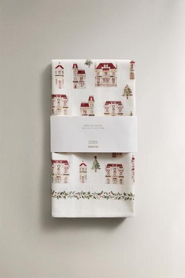 PACK OF COTTON CHRISTMAS HOUSE TEA TOWELS (PACK OF 2) - Red by Zara - Image 3