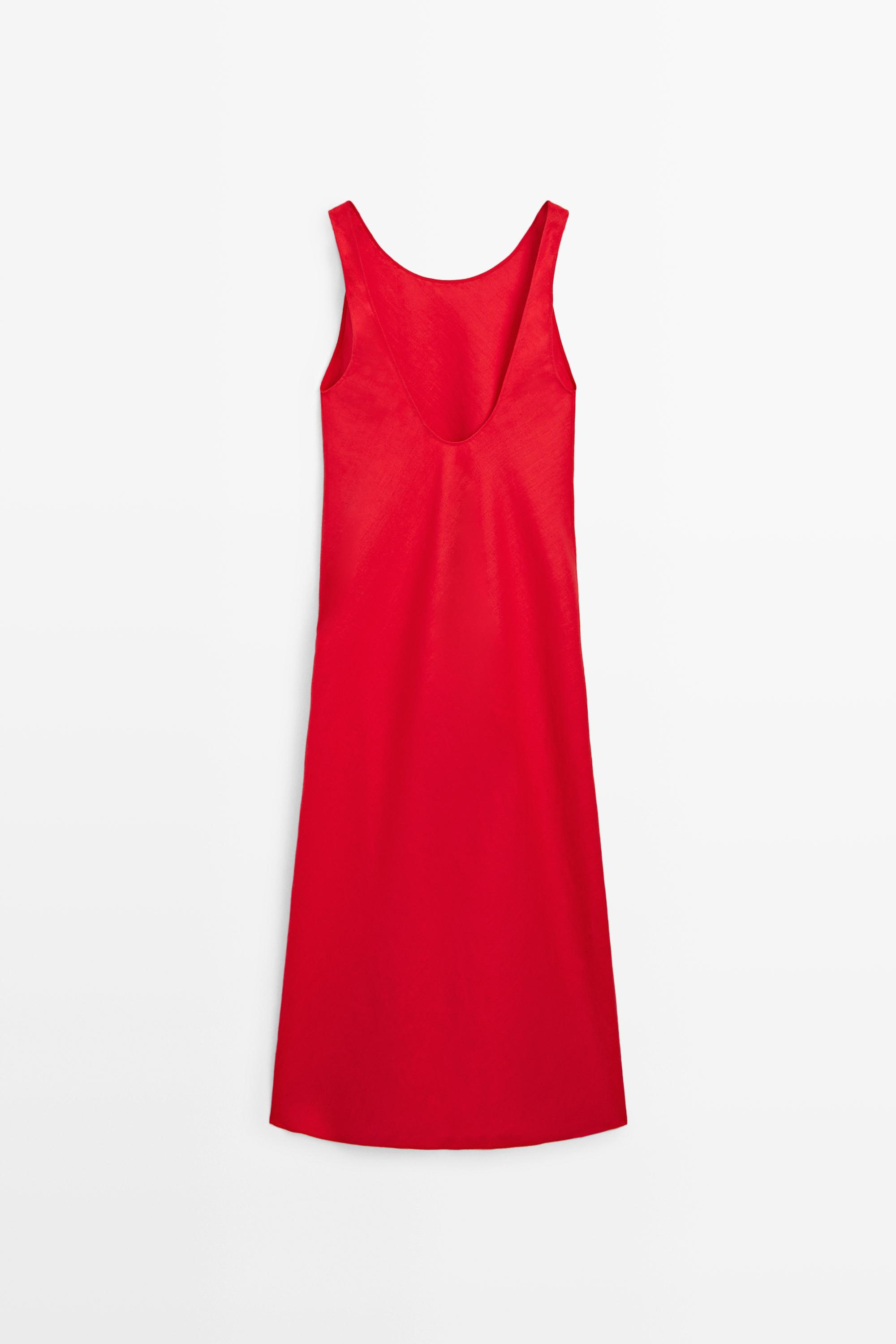 Linen midi dress with open back