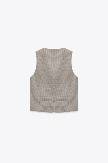CHECK GILET - Beige / Navy by Zara - Image 7