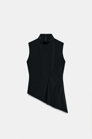 SLEEVELESS PEPLUM TOP - Black by Zara