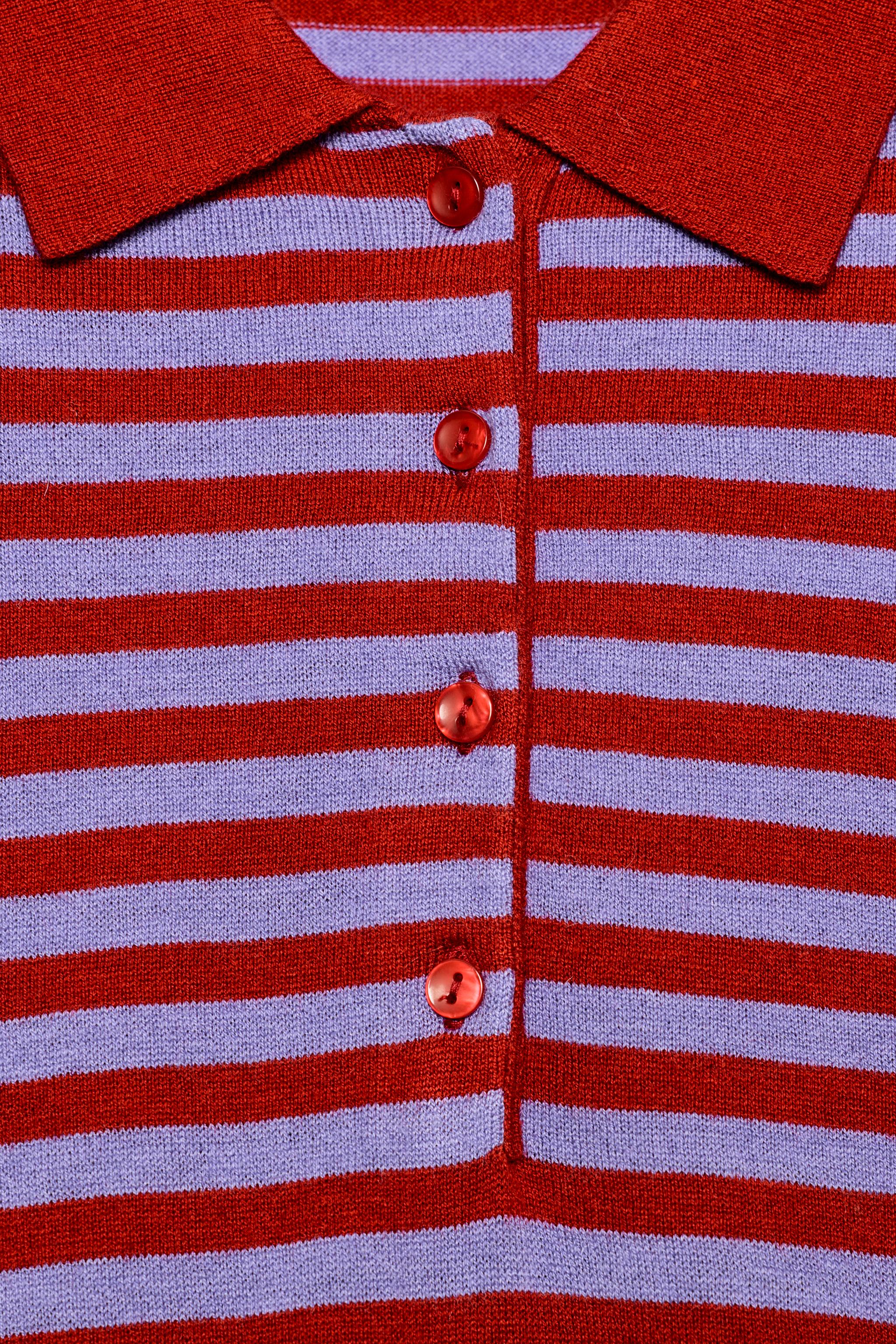 Zara Çizgili Örgü Polo Tişört görsel 6