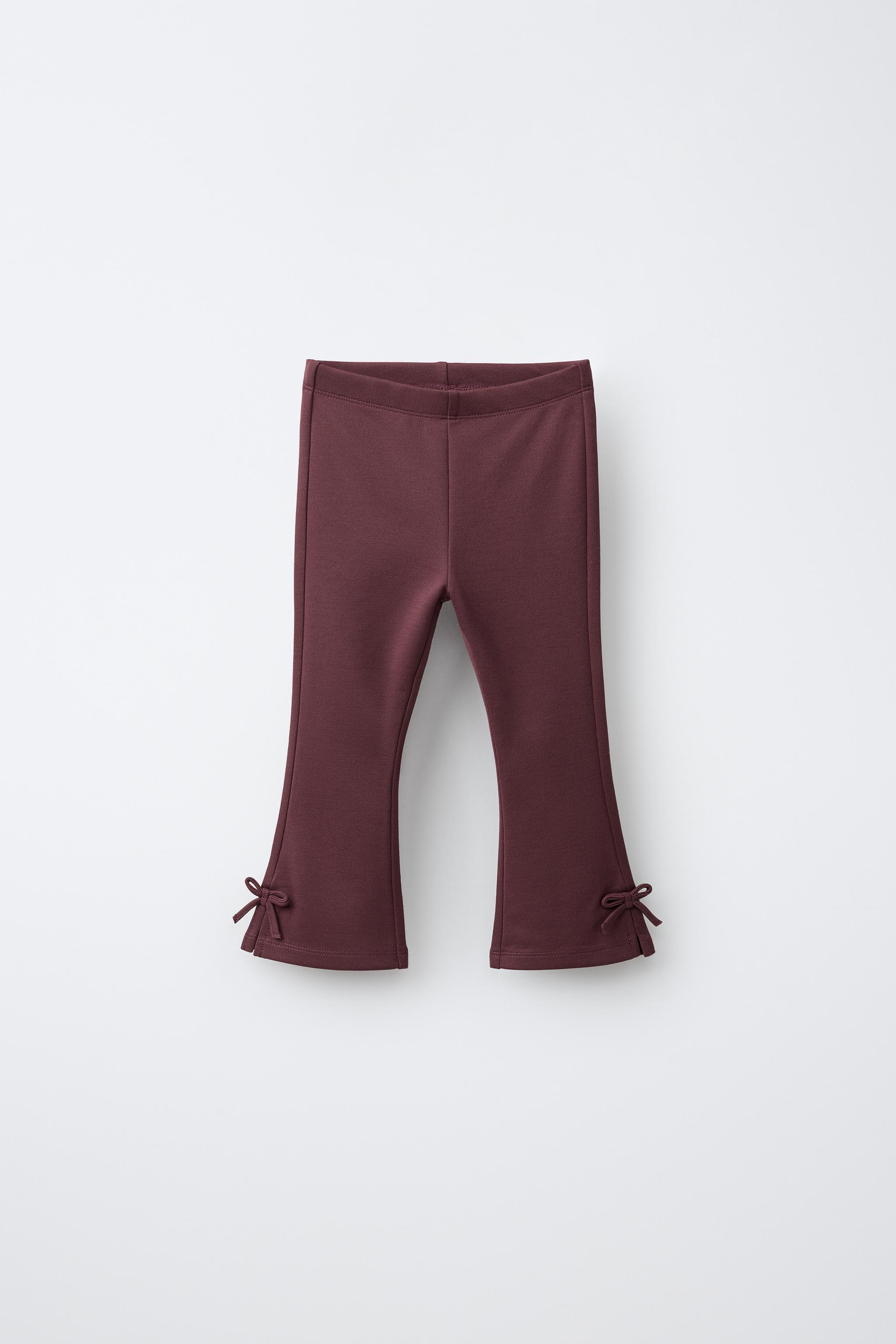 PUNTO ROMA FLARE LEGGINGS WITH BOWS — Eggplant