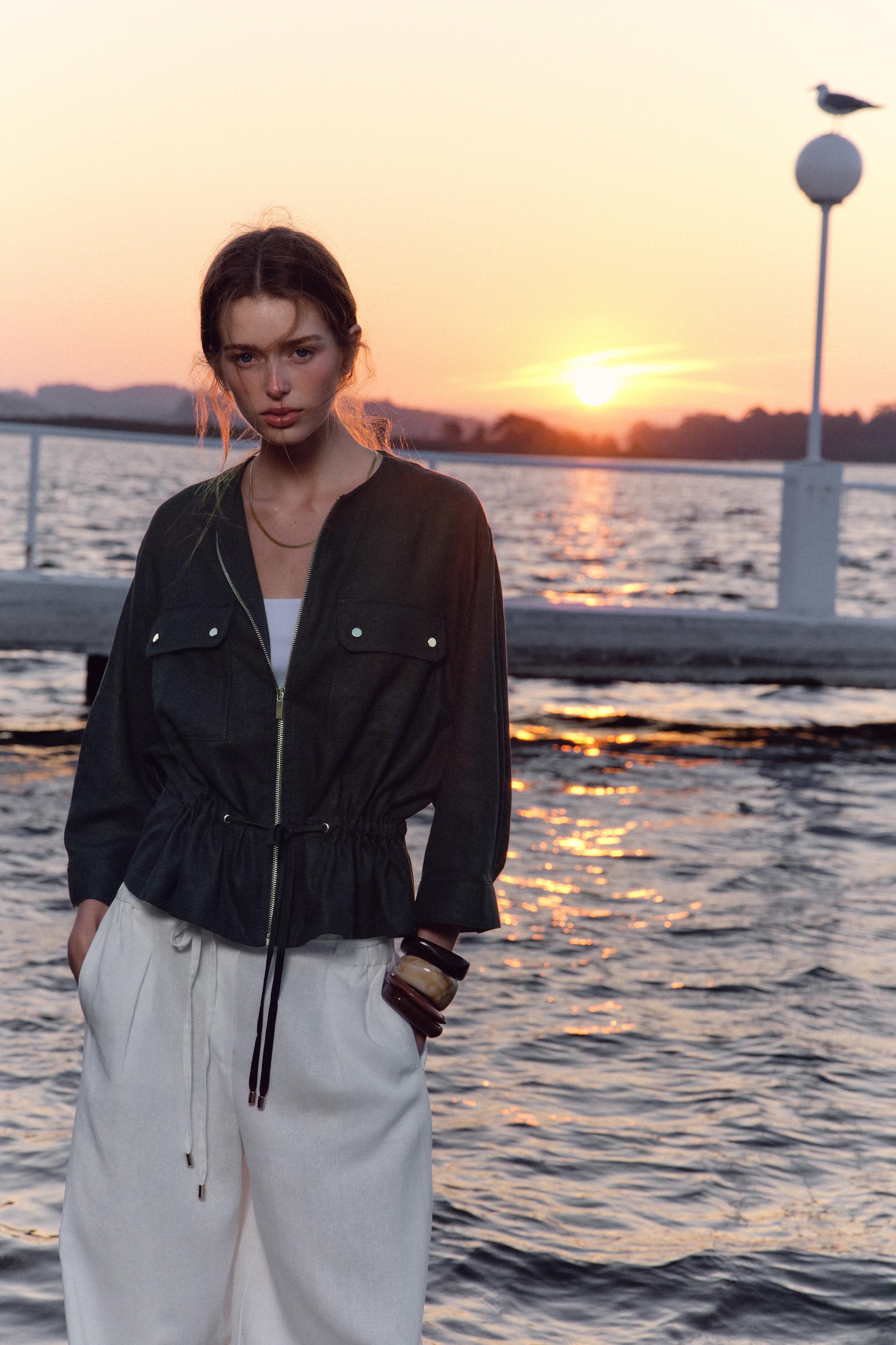 Cider◆無地 リネン ベルト付き ワイドレッグパンツ【送料込み】 リネンベルト付きワイドパンツ - サンド | ZARA Japan / 日本