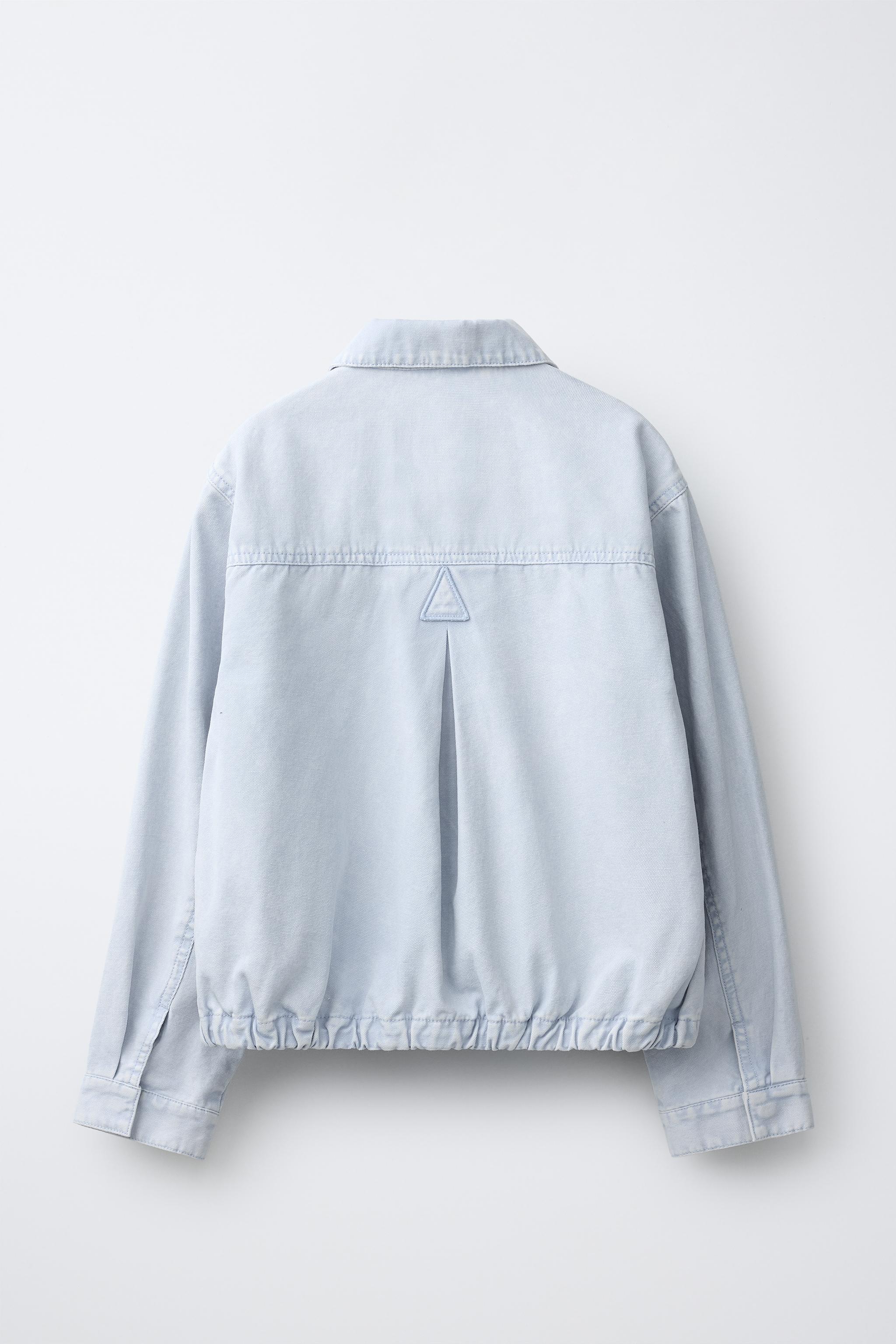 レースディテール入りキャンバスジャケット - ライトブルー | ZARA