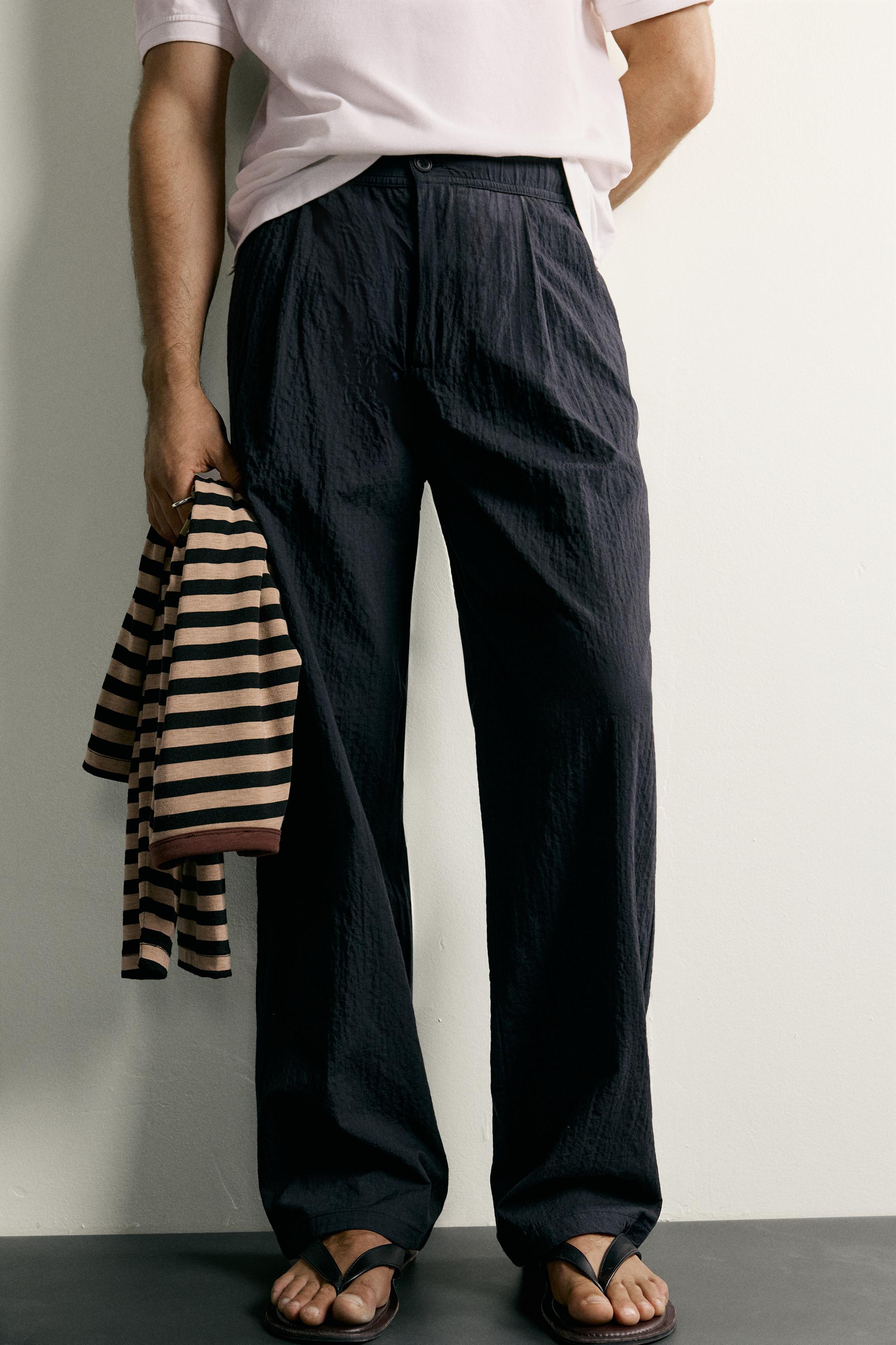 Мужские брюки Zara STRAIGHT FIT SEERSUCKER PANTS — фото 5