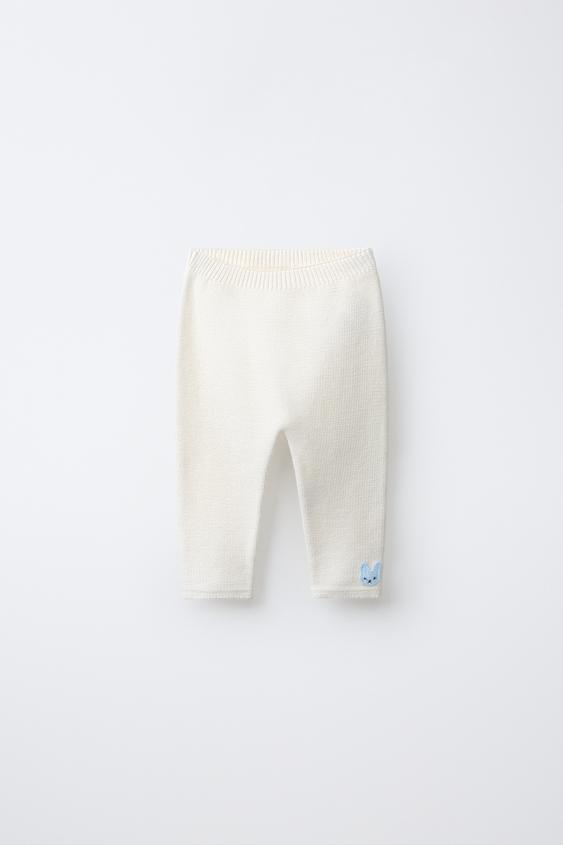 KNIT TROUSERS WITH BUNNY PATCH - Ecru by Zara - Image 0