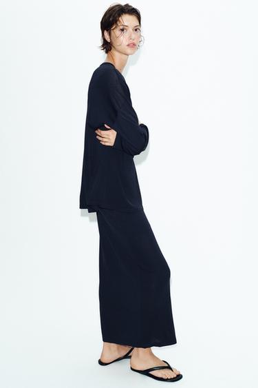 PULL OVERSIZE EN MAILLE FINE - Bleu marine de Zara - Image 2