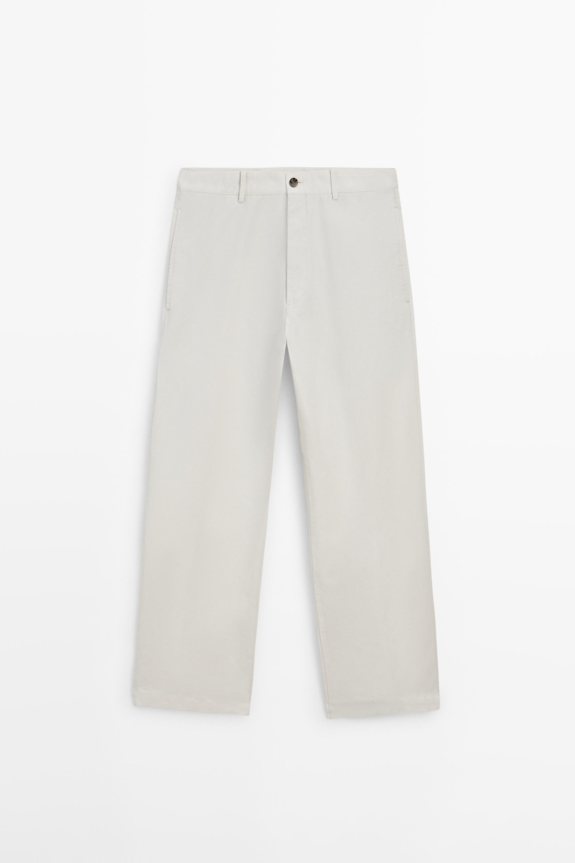 Pantalon tapered fit coton et lin
