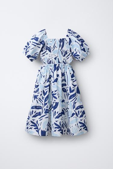 VESTIDO ESTAMPADO CUT OUT - Azul da Zara - Imagem 0