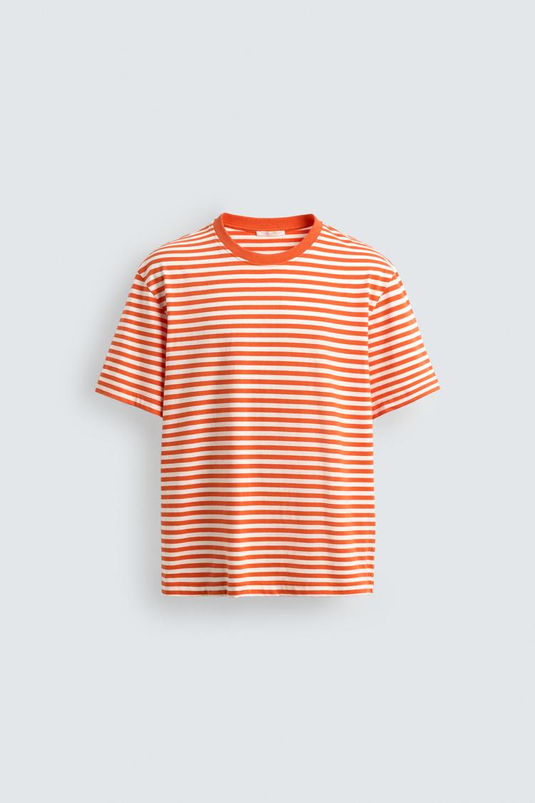 ZARA REGULAR FIT STRIPED JACQUARD T-SHIRT