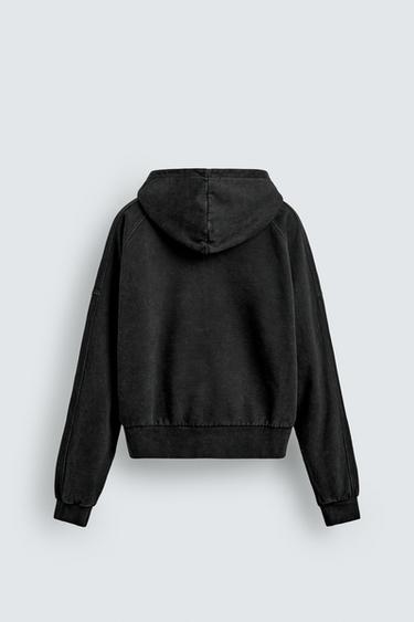 SWEAT CROPPED FIT À CAPUCHE - Anthracite foncé de Zara - Image 7