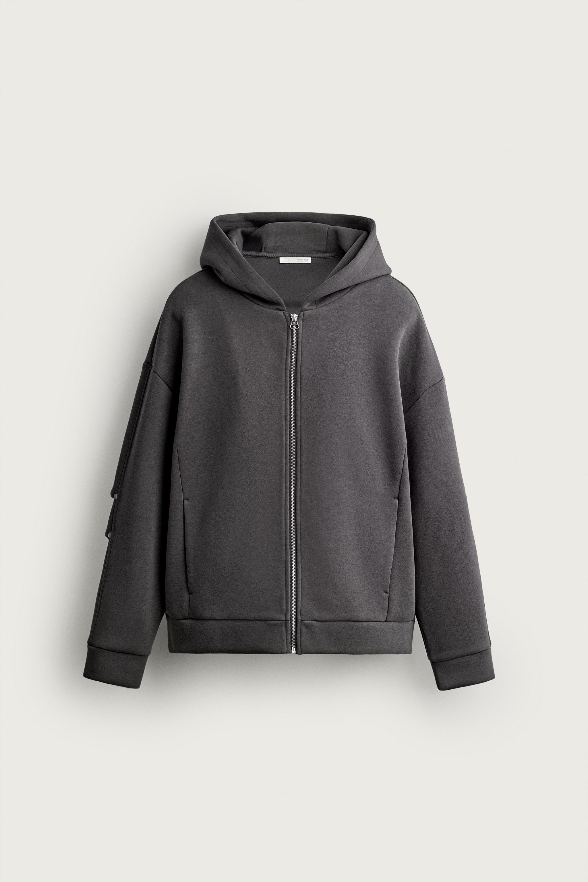 ZARA - POCO MOLETOM COMPACTO RELAX FIT COM CAPUZ - Azul / Cinza | ZARA Brasil
