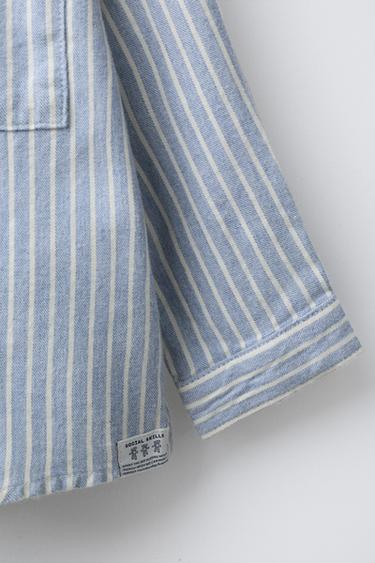 CHEMISE À RAYURES SOFT TOUCH - Bleu de Zara - Image 3
