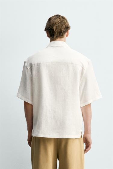 100% LINEN KIMONO SHIRT - White by Zara - Image 2